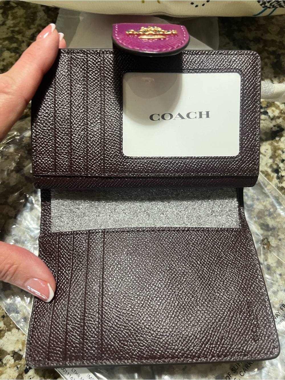 Coach Patent Leather Compact Wallet in Berry - Picture 3 of 3